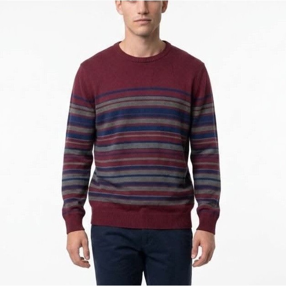 Club Room Men’s Striped Cotton Sweater Size L Multicolor